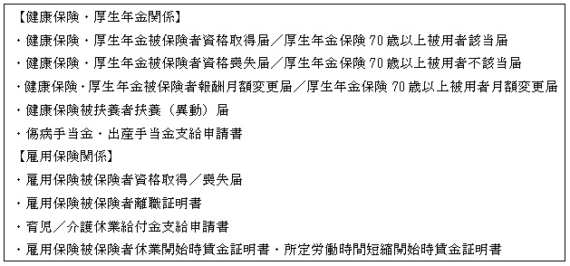 図表　押印廃止とされた様式例（社会保険関連）